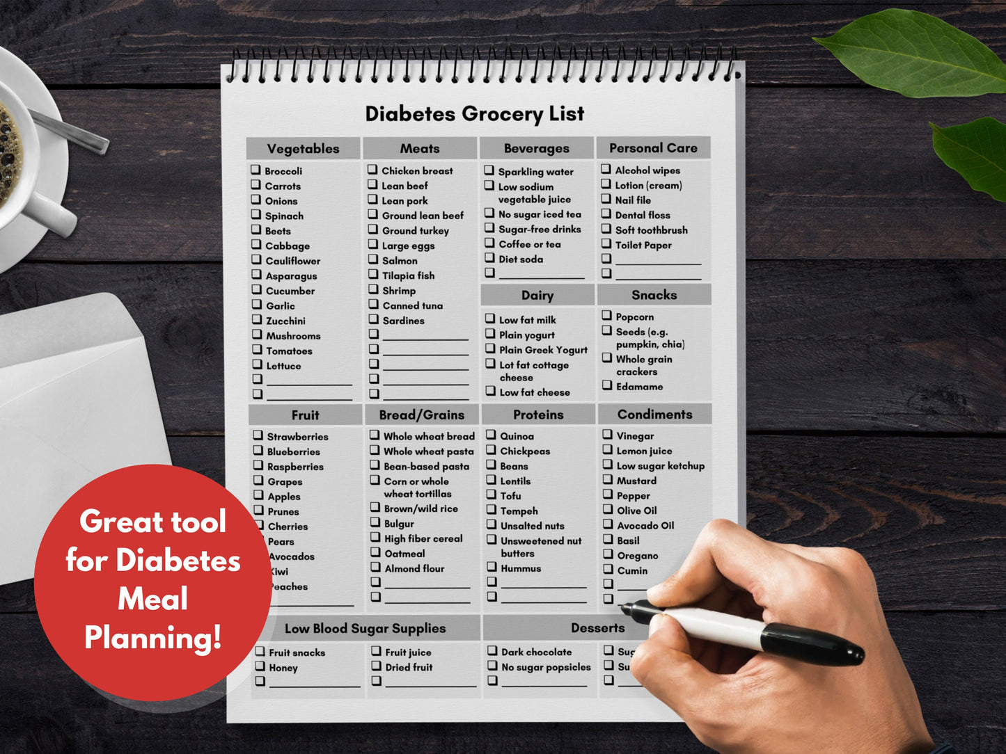 Diabetes Grocery List, Food Shopping List, Diabetic Meal Planning, Nutrition Counseling, Health Coach, Type 2 Diabetes (Digital Printable)