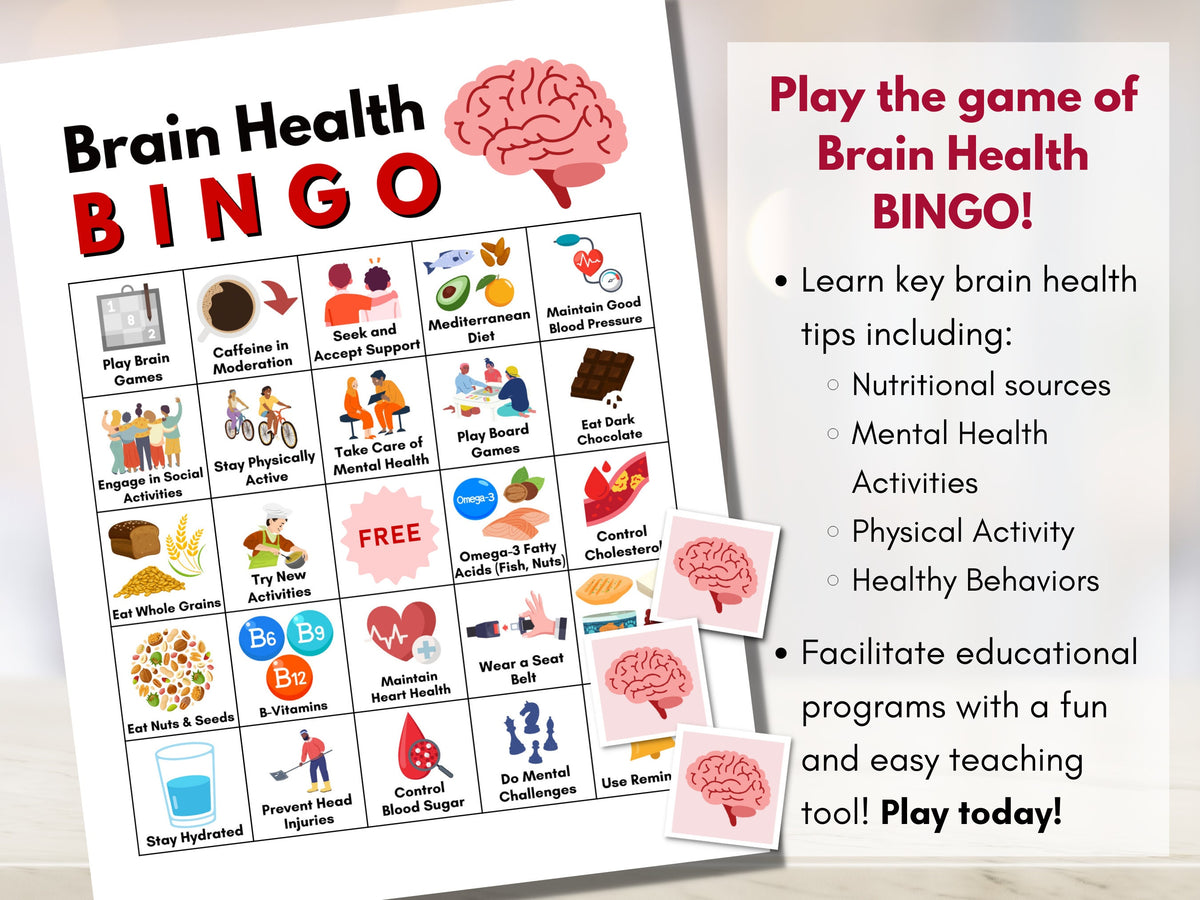 Brain Health BINGO Game, Mental Health Bingo, Mental Fitness Game, Patient Education, Workshop Activity, Classroom (Digital Printable)