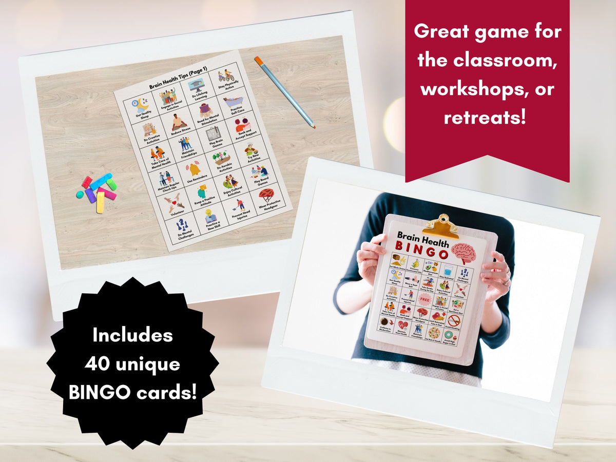 Brain Health BINGO Game, Mental Health Bingo, Mental Fitness Game, Patient Education, Workshop Activity, Classroom (Digital Printable)