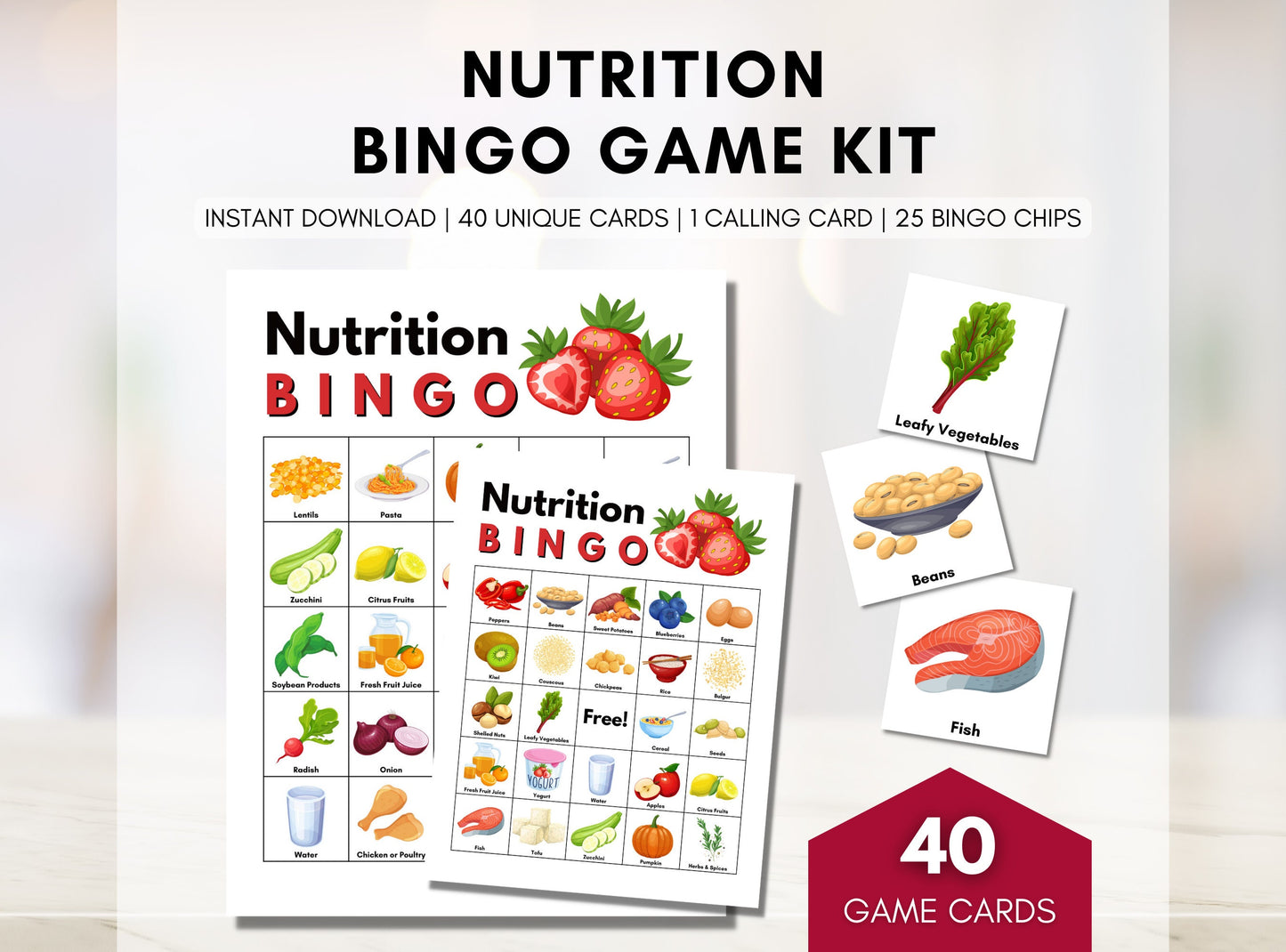 Nutrition Health BINGO Game, Healthy Eating Patient Education, Learning Game Activity, Health Promotion, Counseling (Digital Printable)