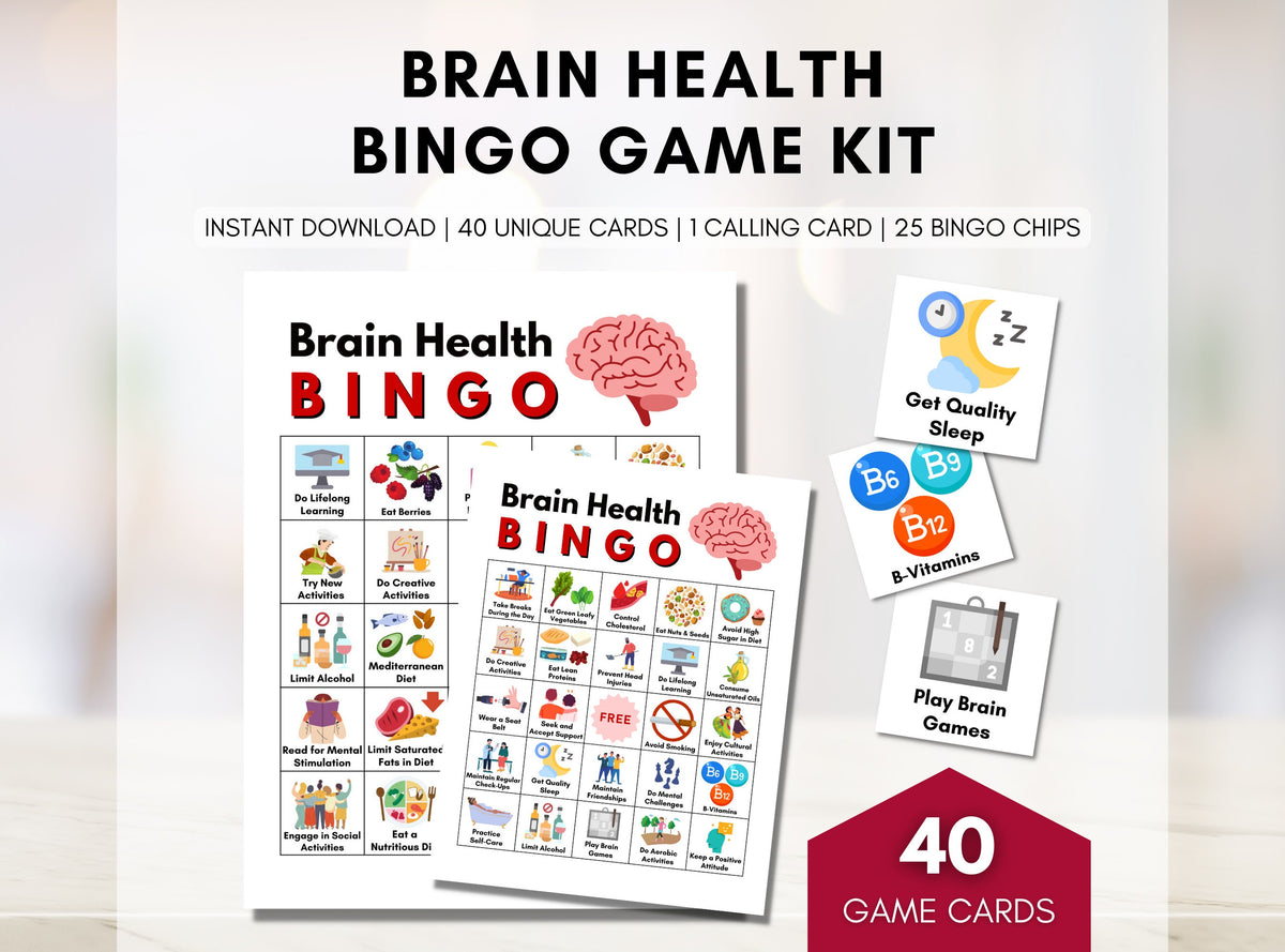 Brain Health BINGO Game, Mental Health Bingo, Mental Fitness Game, Patient Education, Workshop Activity, Classroom (Digital Printable)