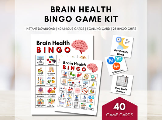 Brain Health BINGO Game, Mental Health Bingo, Mental Fitness Game, Patient Education, Workshop Activity, Classroom (Digital Printable)