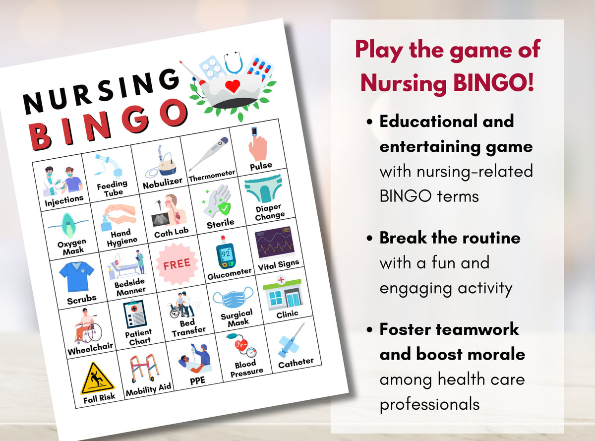 Nursing BINGO Game, Health Professions Bingo, Medical Education Game, Team Activity (Digital Printable)
