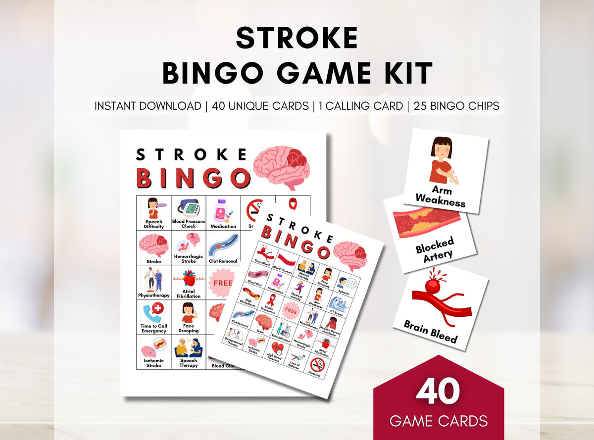 Stroke BINGO Game, Stroke Prevention, Health Bingo, Fundraiser Games, Patient Education, Workshop, Learning Activity (Digital Printable)