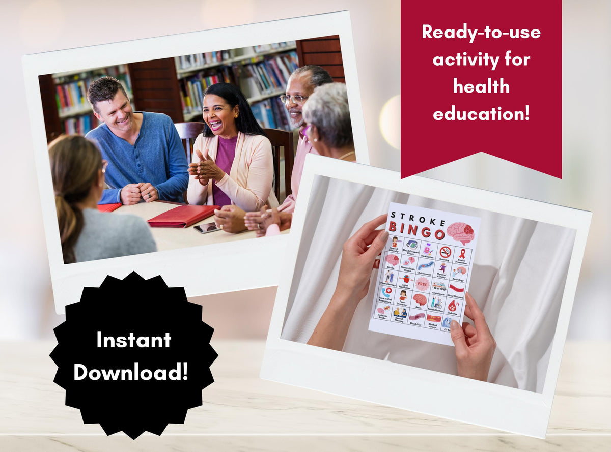 Stroke BINGO Game, Stroke Prevention, Health Bingo, Fundraiser Games, Patient Education, Workshop, Learning Activity (Digital Printable)